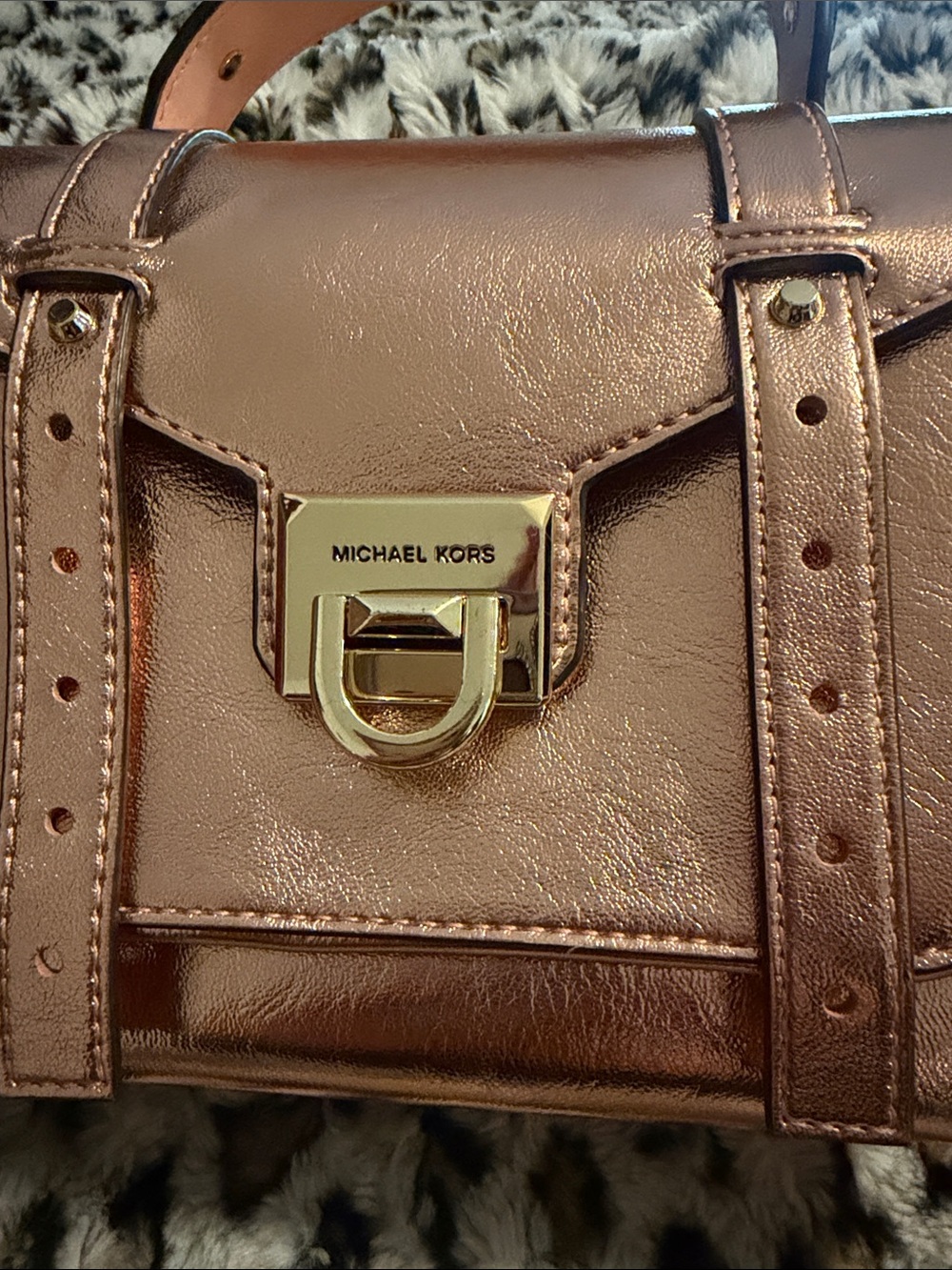 Michael Kors Metallic Rose Manhatten Satchel with Matching Card Case - Picture 9 of 15